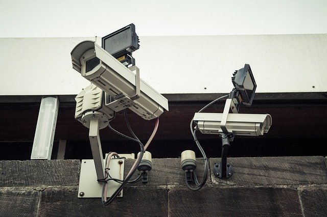 CCTV cameras mounted on a wall
