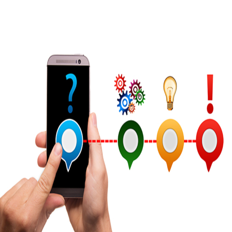 Employee using a smartphone with connected business process icons, representing enterprise mobility solutions