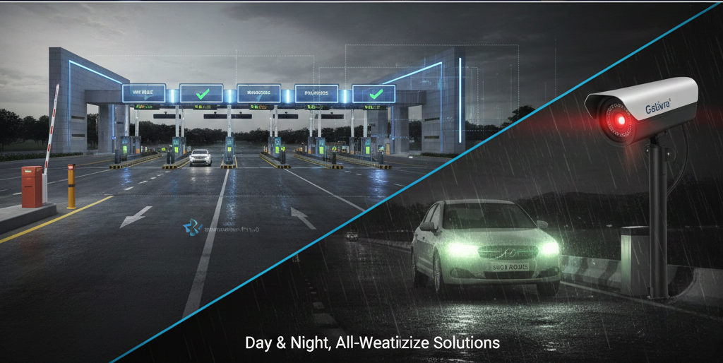 Day and night ANPR camera at a vehicle entry gate